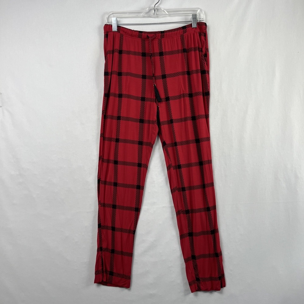 Soma Pajama Bottoms Size Small Knit Red Black Plaid Soft Cabin Holiday